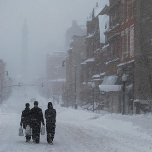 Charles Street, mid-blizzard