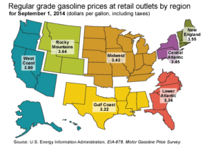 Gasoline Prices by Region Map