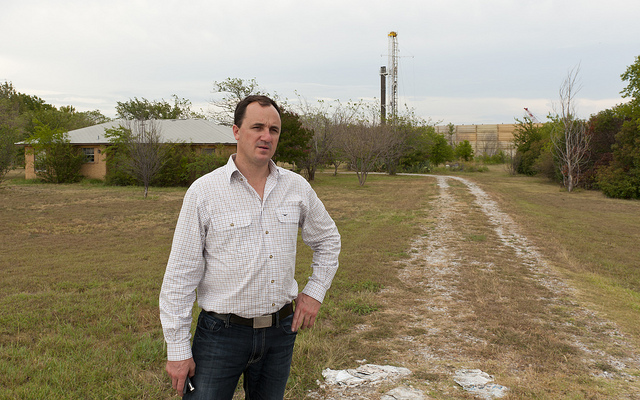Fracking rig in backyard Justin, Texas