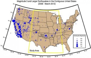 Map analyzed for links between felt earthquakes and energy development courtesy of U.S. Geological Survey.