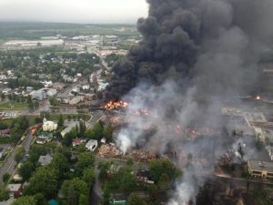 Lac-Mégantic burning after oil train derailment