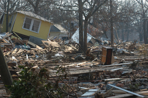 Hurricane Katrina damage to houses in Biloxi, Mississippi
